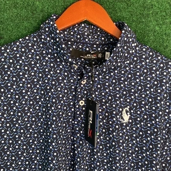 Ralph Lauren RLX - Navy Blue All Over Print Performance Polo - Large - Picture 7 of 8